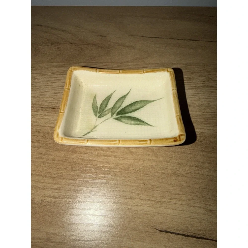 Bamboo Design Thick Ceramic Soap Ring Dish‎ Japan
